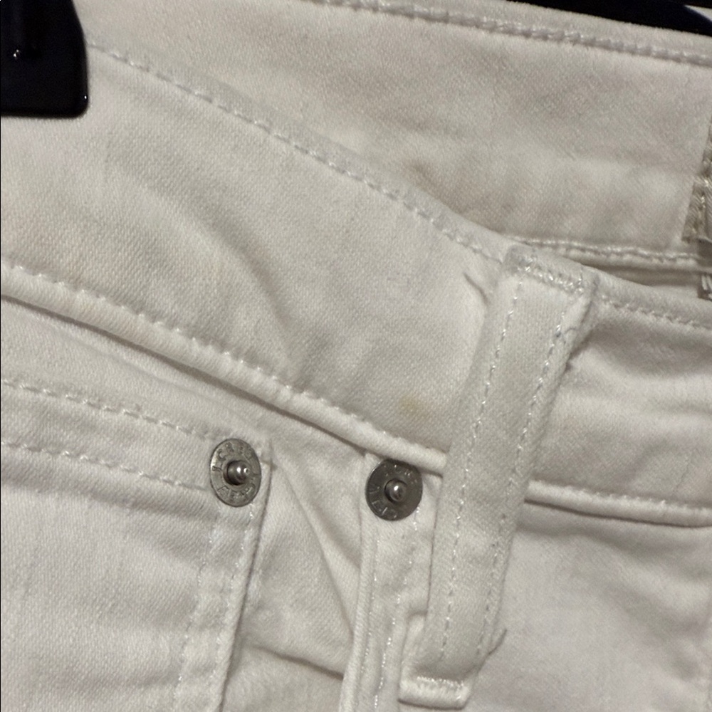 Women's Cropped Raw Hem White Jeans - 27 - Picture 4 of 5